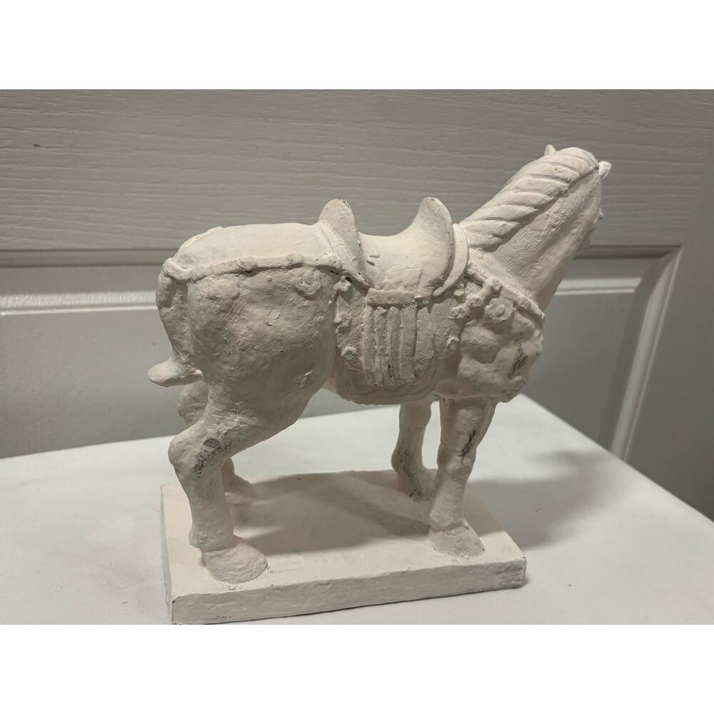 White Horse Sculpture Equestrian Decor Carved Wood Gesso Chinoiserie Statue - Picture 12 of 15